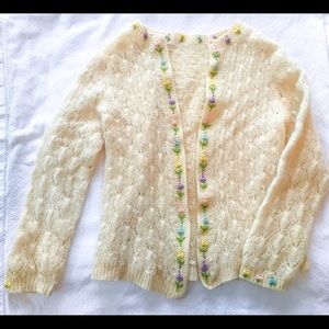 Vintage embroidered soft wool cardigan